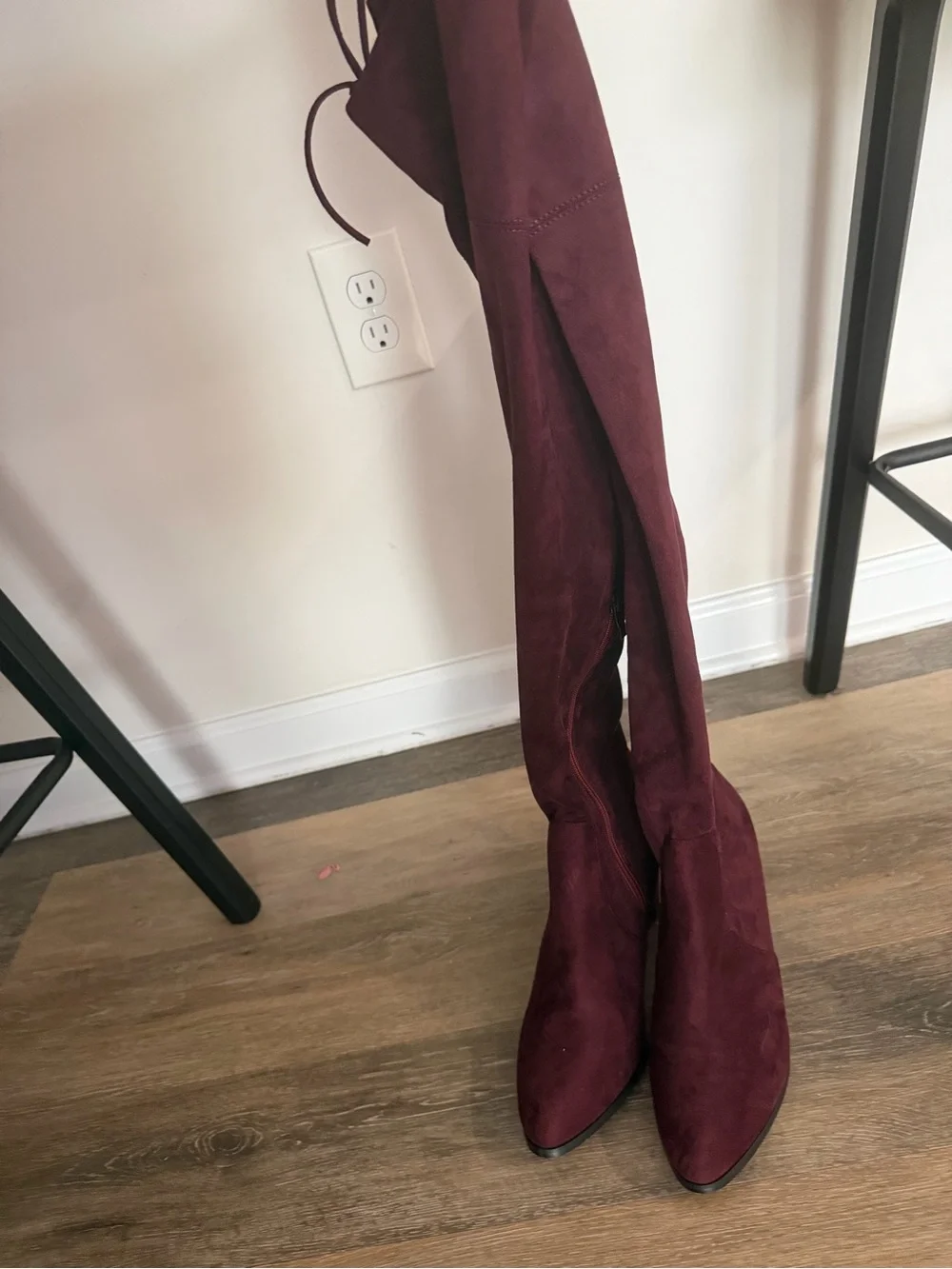 Women’s Thigh High Boots - Burgundy Suede